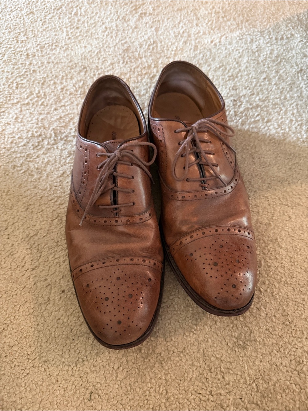 Johnston & Murphy Brown Leather Brogue Wingtip Oxfords
